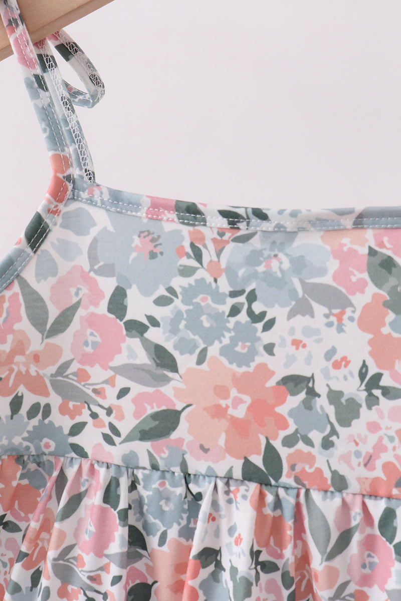Pink Floral Knit tiered Dress - Aaria Tees Aaria Tees