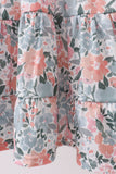 Pink Floral Knit tiered Dress - Aaria Tees Aaria Tees
