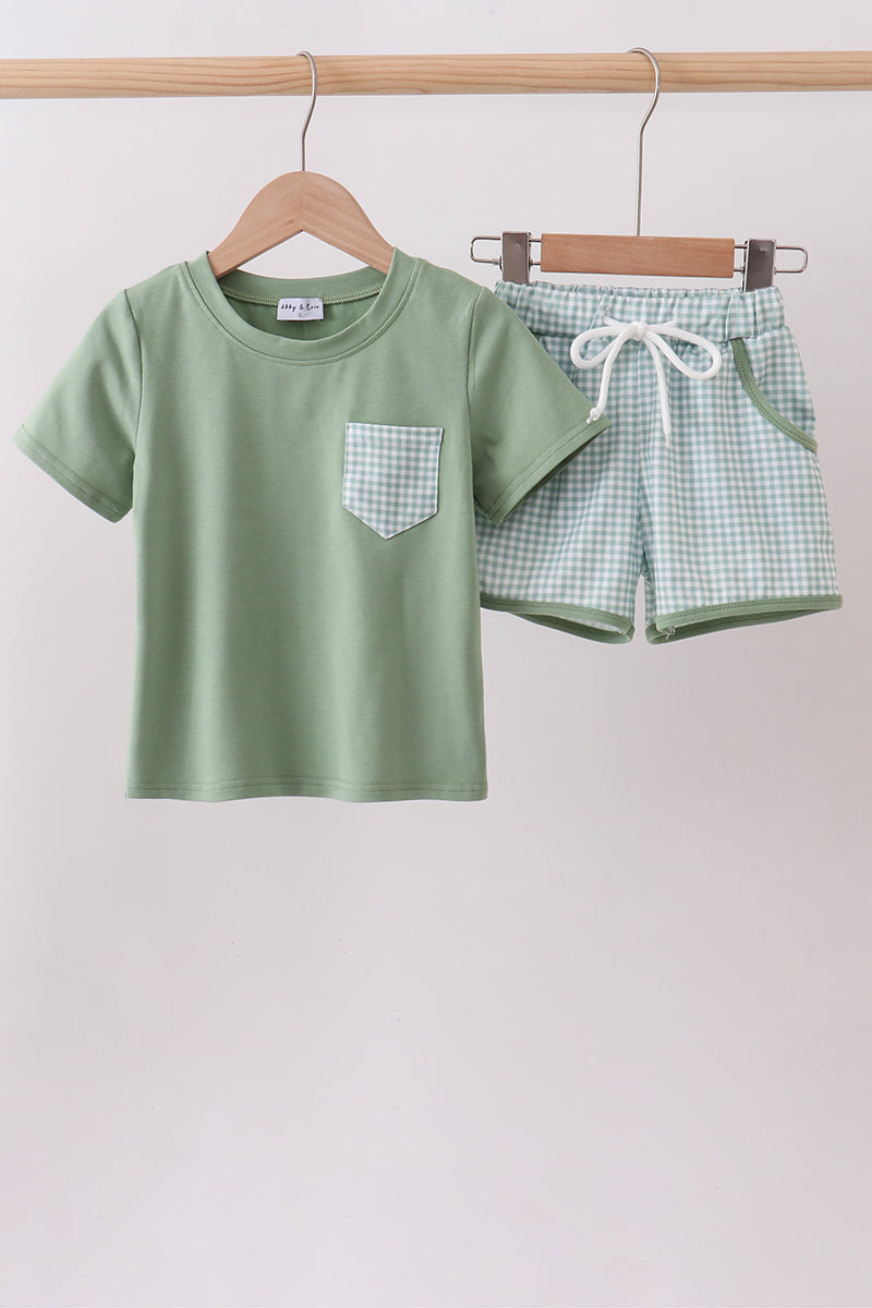 Sage Gingham Knit Set - Aaria Tees Aaria Tees