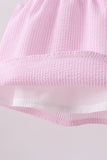 Pink stripe seersucker strawberry smocked bloomer set - Aaria Tees Aaria Tees