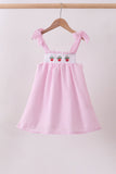 Pink stripe seersucker strawberry smocked dress - Aaria Tees Aaria Tees