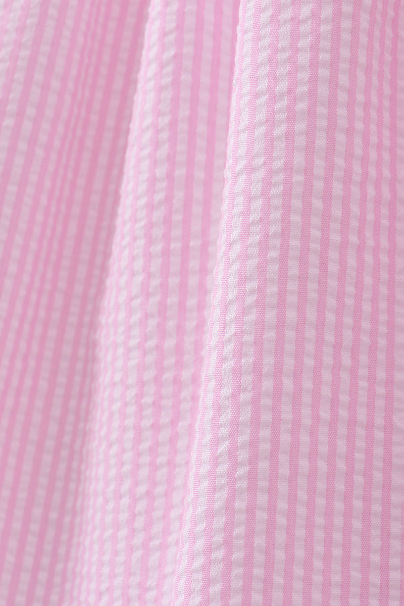 Pink stripe seersucker strawberry smocked dress - Aaria Tees Aaria Tees