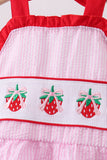 Pink stripe seersucker strawberry smocked one-piece swimsuit - Aaria Tees Aaria Tees