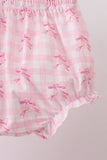 Pink bow print scalloped bloomer set - Aaria Tees Aaria Tees