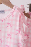Pink bow print scalloped bloomer set - Aaria Tees Aaria Tees