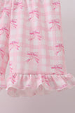 Pink bow print scalloped ruffle shorts set - Aaria Tees Aaria Tees