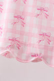 Pink bow print scalloped ruffle shorts set - Aaria Tees Aaria Tees