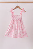 Pink bow smocked ruffle dress - Aaria Tees Aaria Tees
