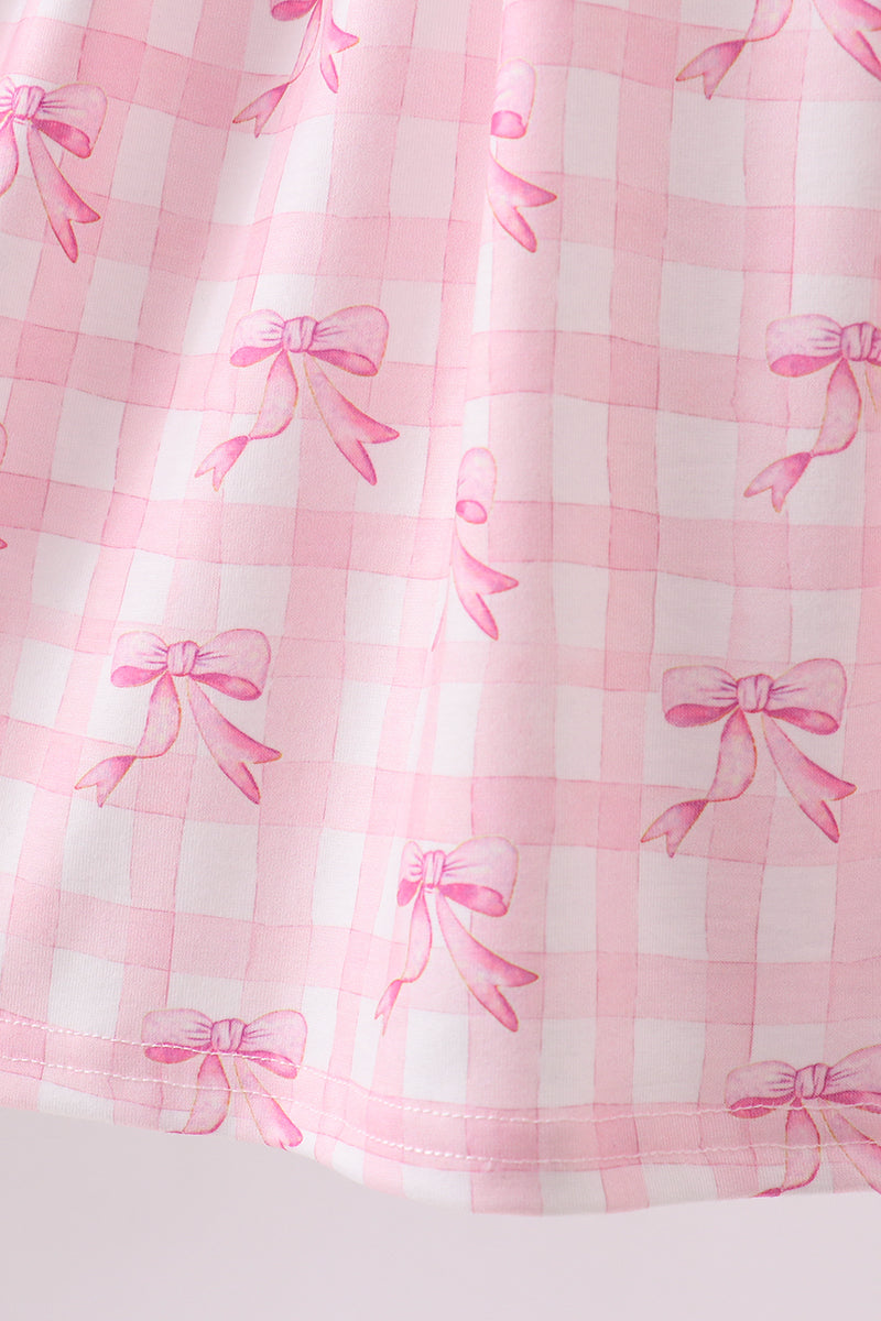 Pink bow smocked ruffle dress - Aaria Tees Aaria Tees