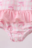 Pink bow print ruffle one-piece swimsuit - Aaria Tees Aaria Tees