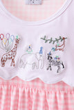 Pink Gingham Animal Embroidered Knit Set - Aaria Tees Aaria Tees