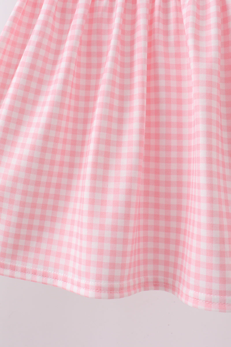 Pink Gingham Animal Embroidered Knit Set - Aaria Tees Aaria Tees