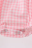 Pink Gingham Animal Embroidered Knit Bubble - Aaria Tees Aaria Tees