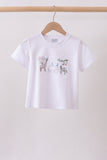 White Animal Embroidered Knit Top - Aaria Tees Aaria Tees