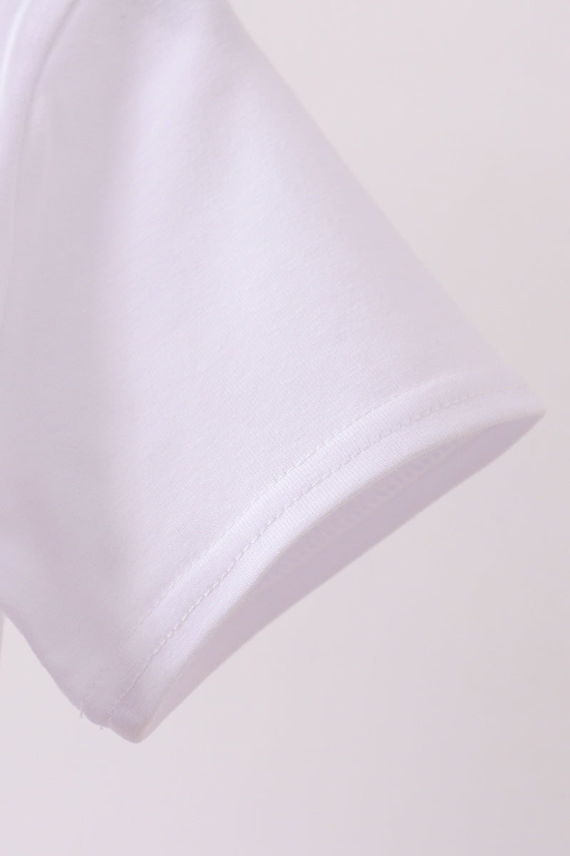 White Animal Embroidered Knit Top - Aaria Tees Aaria Tees