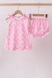 Pink Bow Knit Bloomer Set - Aaria Tees Aaria Tees
