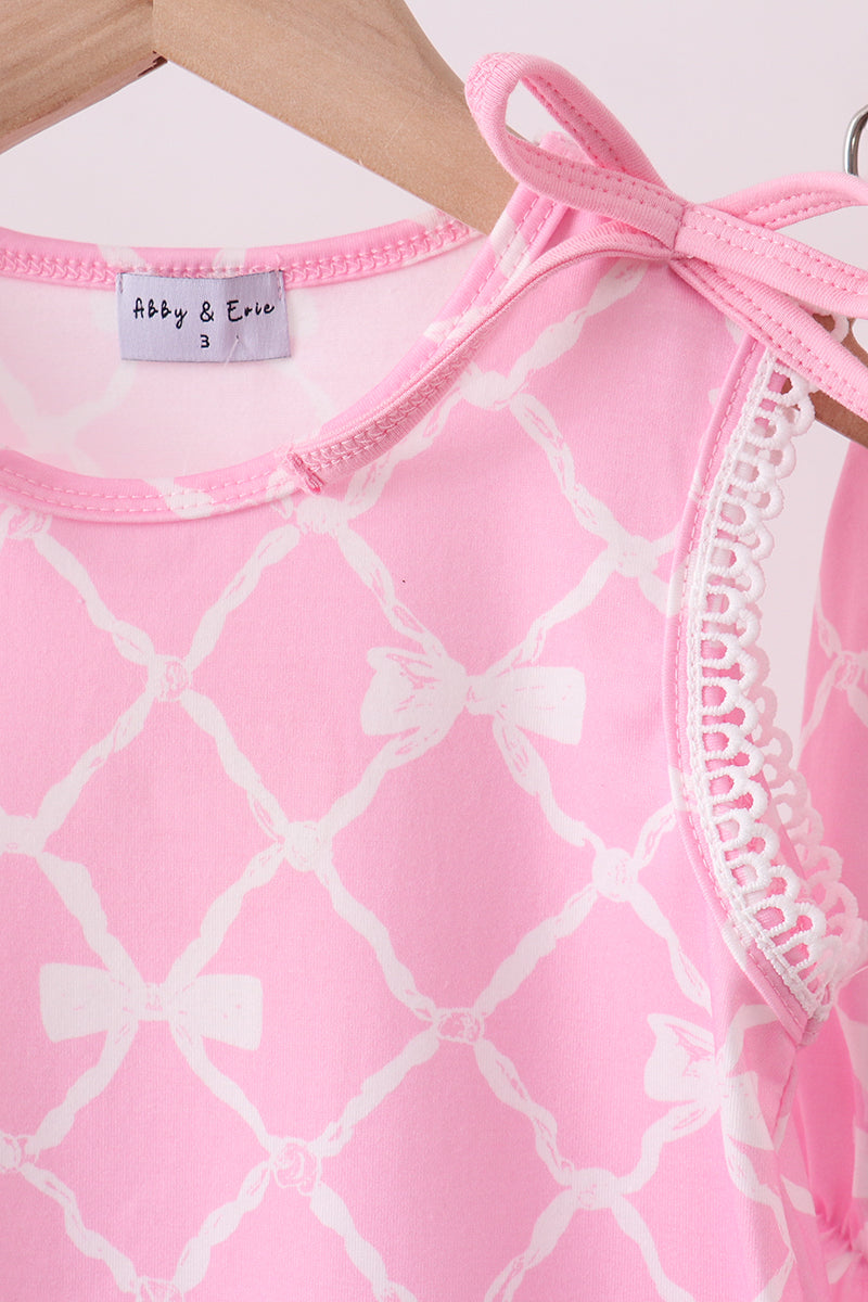 Pink Bow Knit Bloomer Set - Aaria Tees Aaria Tees