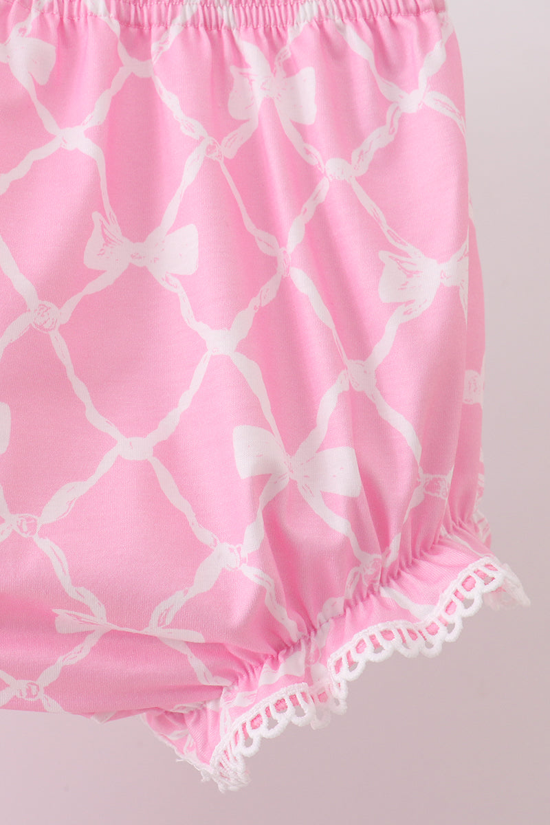Pink Bow Knit Bloomer Set - Aaria Tees Aaria Tees