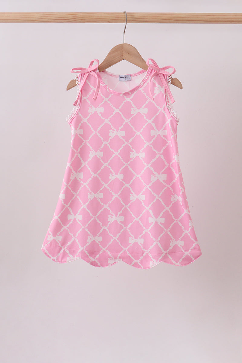 Pink Bow Knit Dress - Aaria Tees