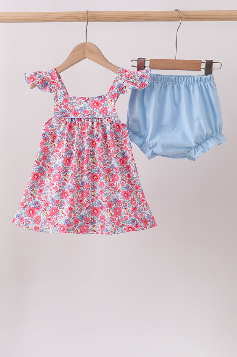 Pink Floral Knit Bloomer Set - Aaria Tees