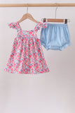 Pink Floral Knit Bloomer Set - Aaria Tees Aaria Tees