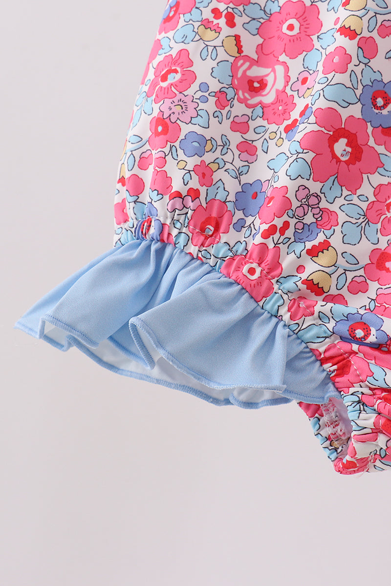 Pink Floral UPF Swim One-Piece - Aaria Tees Aaria Tees