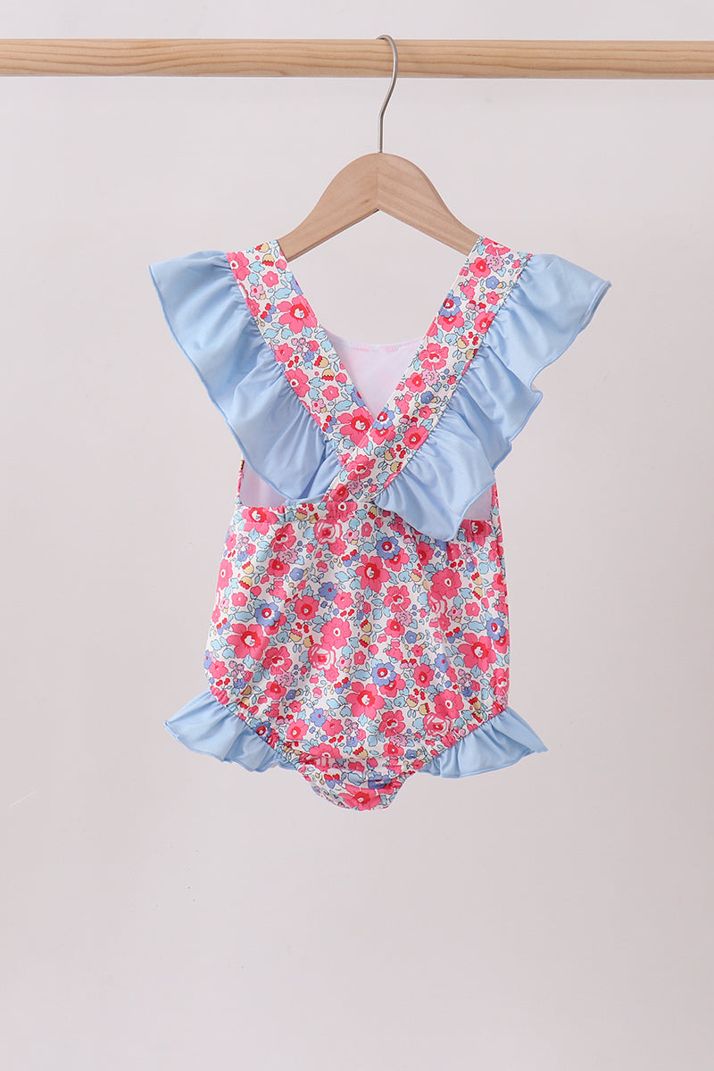 Pink Floral UPF Swim One-Piece - Aaria Tees Aaria Tees