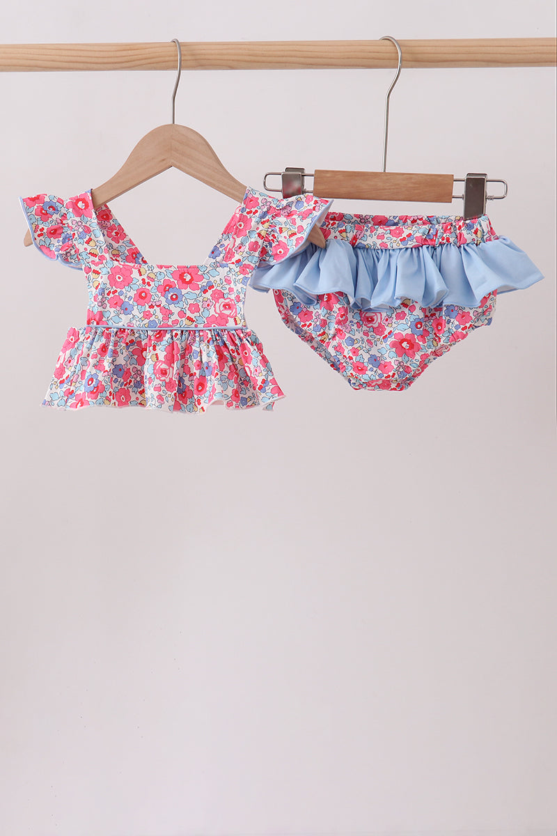 Pink Floral UPF Swim Set - Aaria Tees