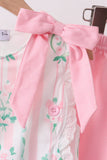 Pink floral print bow ruffle shorts set - Aaria Tees Aaria Tees
