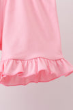 Pink floral print bow ruffle shorts set - Aaria Tees Aaria Tees