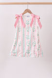 Pink floral print bow dress - Aaria Tees Aaria Tees