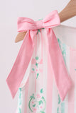 Pink floral print bow dress - Aaria Tees Aaria Tees