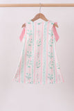 Pink floral print bow dress - Aaria Tees Aaria Tees