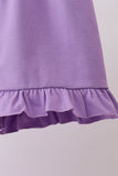 Purple floral embroidery gingham ruffle shorts set - Aaria Tees Aaria Tees