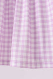 Purple floral embroidery gingham ruffle shorts set - Aaria Tees Aaria Tees