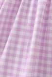Purple floral embroidery gingham ruffle dress - Aaria Tees Aaria Tees