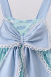 Blue beach print bow ruffle dress - Aaria Tees Aaria Tees