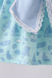 Blue beach print bow ruffle shorts set - Aaria Tees Aaria Tees