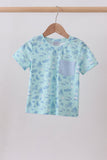 Blue beach print pocket top - Aaria Tees Aaria Tees