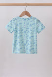 Blue beach print pocket top - Aaria Tees Aaria Tees
