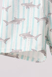 Green Stripe Shark UPF Swim Trunks Aaria Tees