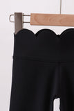 Black Scalloped Yoga Active Leggings - Aaria Tees Aaria Tees