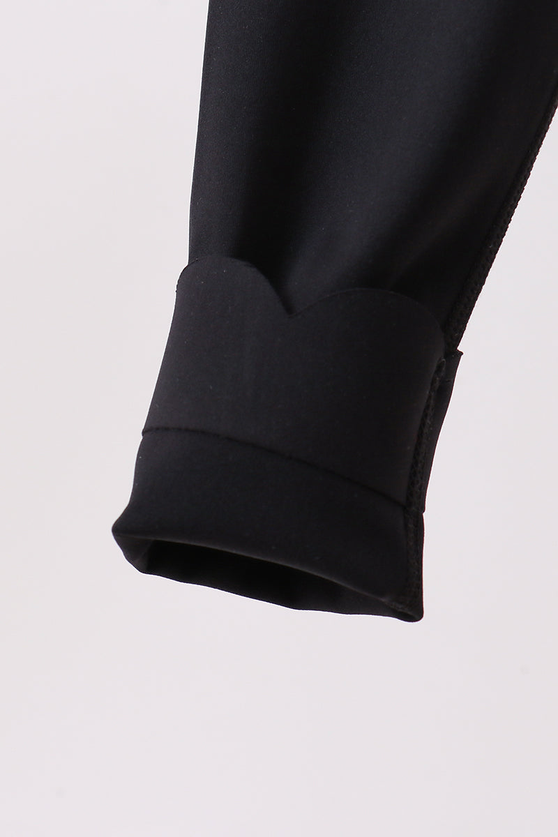 Black Scalloped Yoga Active Leggings - Aaria Tees Aaria Tees