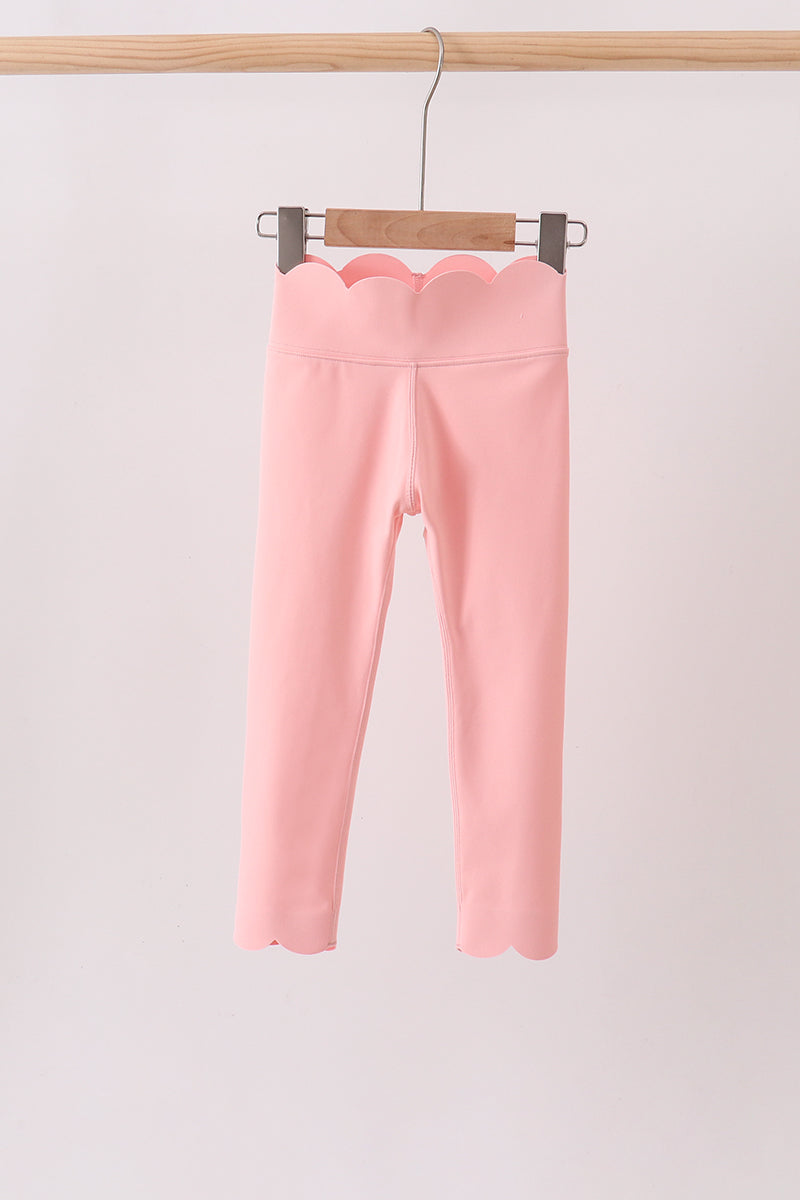 Pink Scalloped Yoga Active Leggings - Aaria Tees