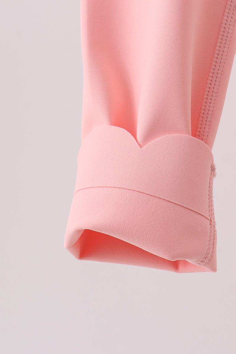 Pink Scalloped Yoga Active Leggings - Aaria Tees Aaria Tees