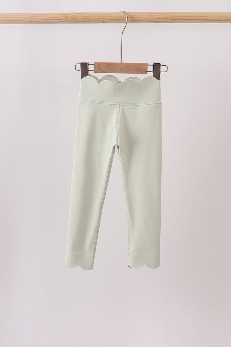 Green Scalloped Yoga Active Leggings - Aaria Tees Aaria Tees