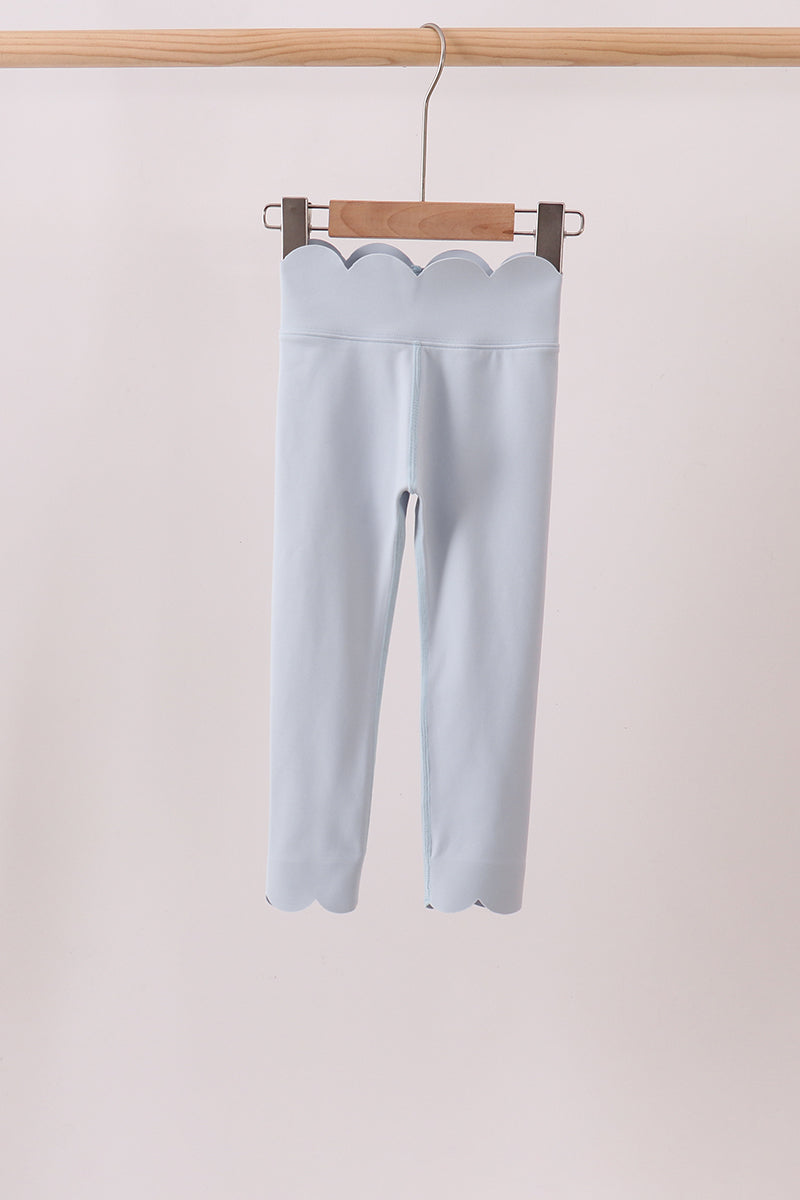 Blue Scalloped Yoga Active Leggings - Aaria Tees