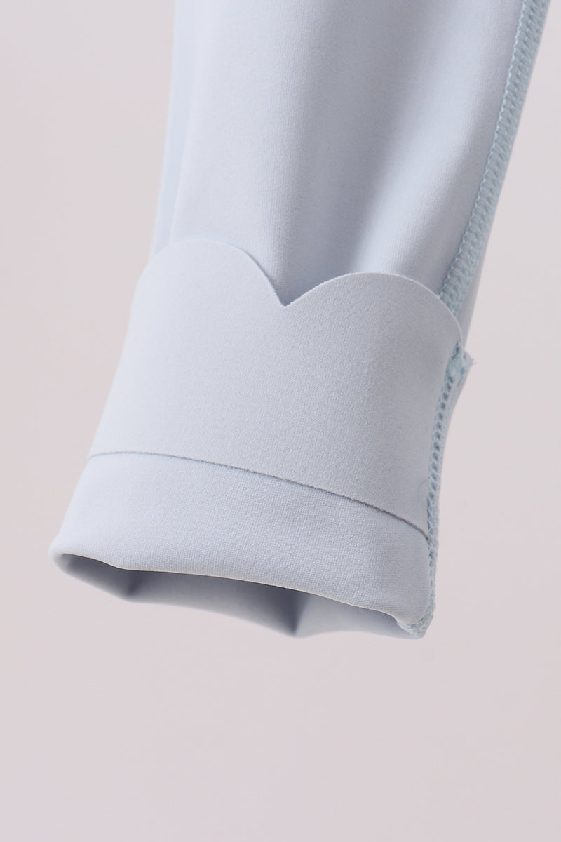 Blue Scalloped Yoga Active Leggings - Aaria Tees Aaria Tees