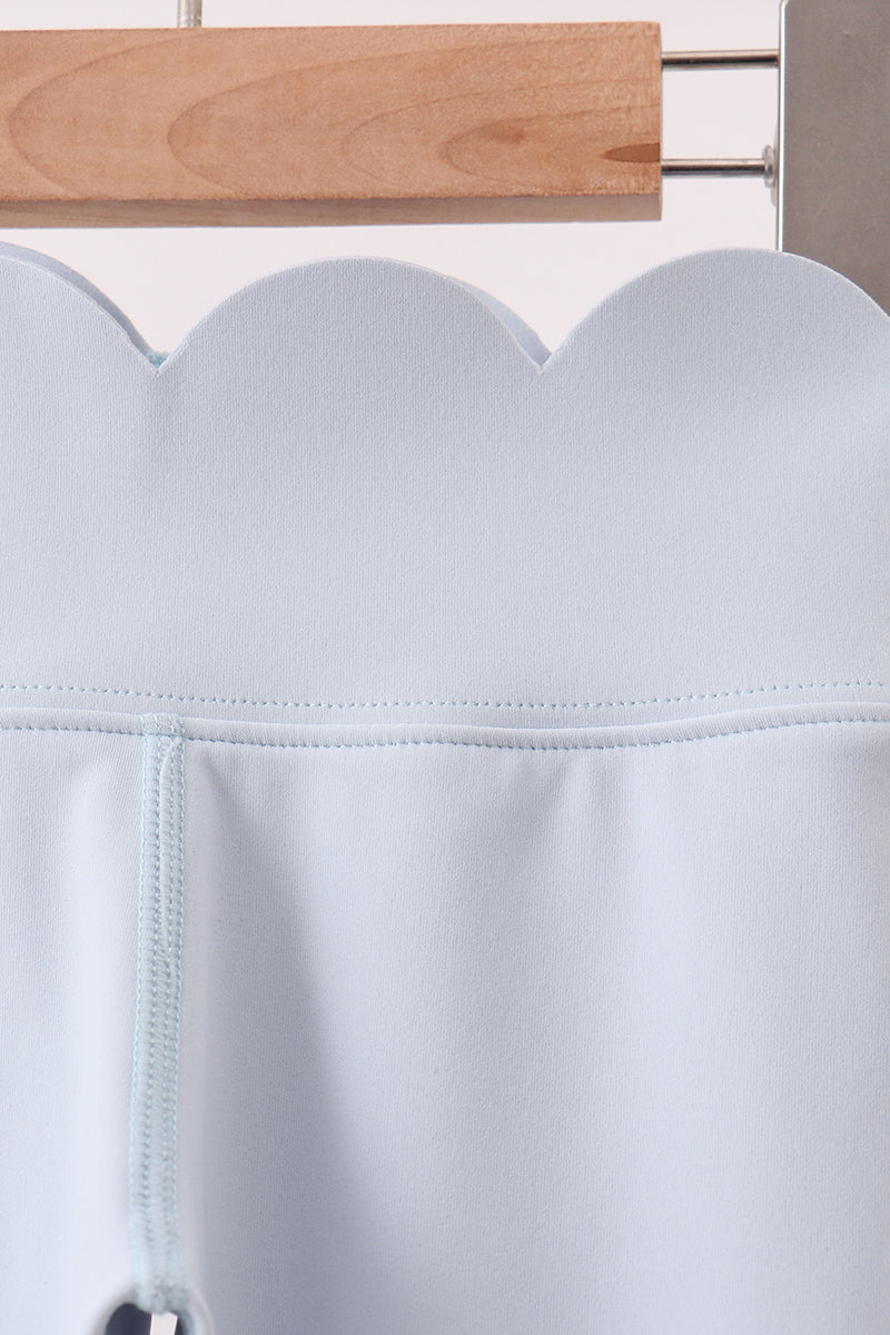 Blue Scalloped Yoga Active Leggings - Aaria Tees Aaria Tees