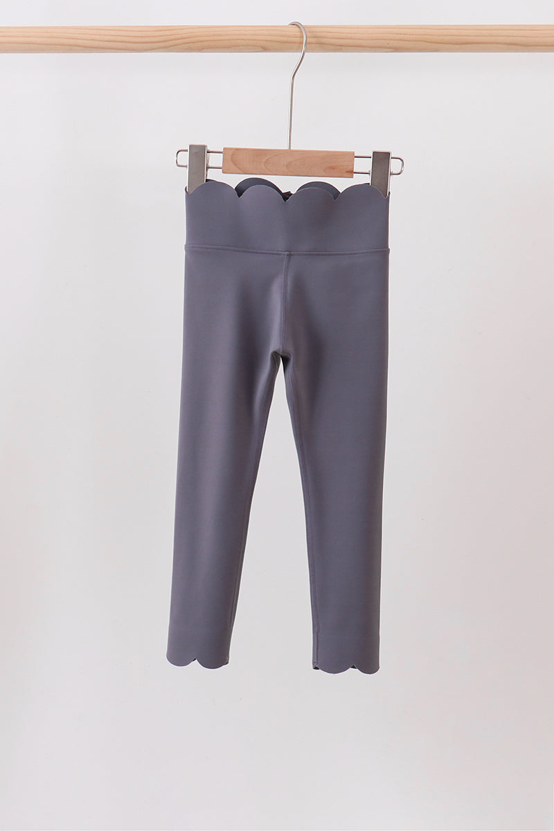 Gray Scalloped Yoga Active Leggings - Aaria Tees Aaria Tees
